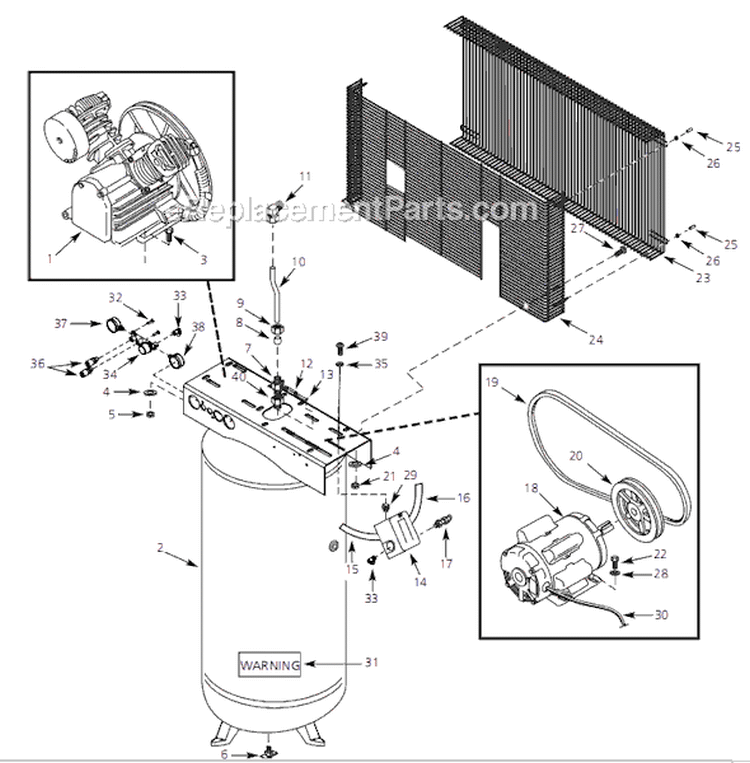 Page A Diagram and Parts List for HS781003 2004 Campbell Hausfeld Compressor